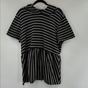 3For$20 Lane Bryant Black and White Striped Hoodie Tunic size: 18/20